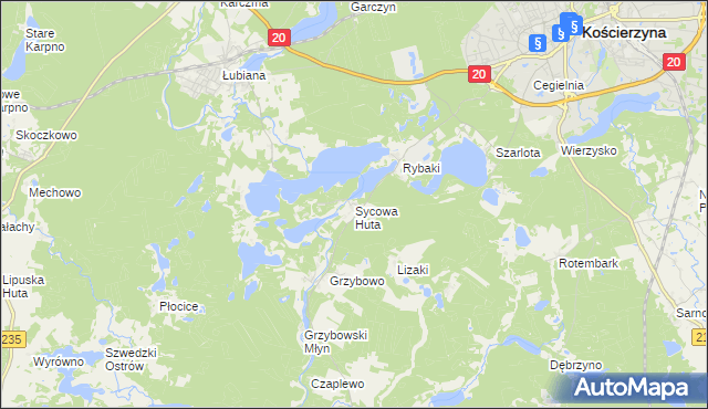 mapa Sycowa Huta, Sycowa Huta na mapie Targeo
