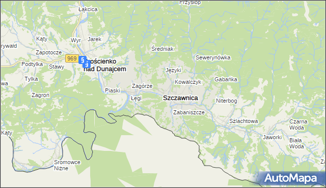 mapa Szczawnica, Szczawnica na mapie Targeo