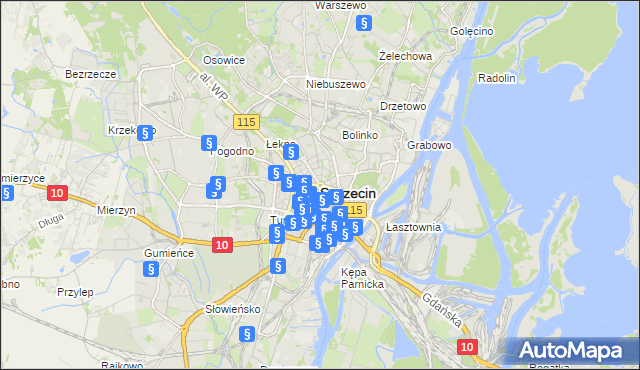 mapa Szczecina, Szczecin na mapie Targeo