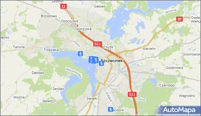 mapa Szczecinek, Szczecinek na mapie Targeo