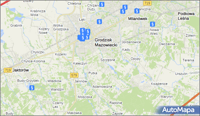 mapa Szczęsne gmina Grodzisk Mazowiecki, Szczęsne gmina Grodzisk Mazowiecki na mapie Targeo