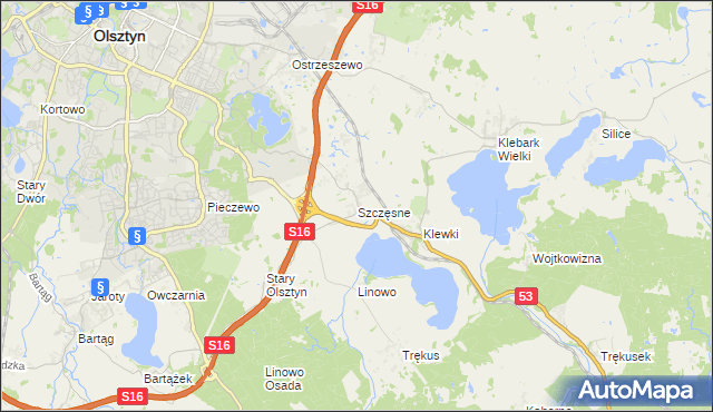 mapa Szczęsne gmina Purda, Szczęsne gmina Purda na mapie Targeo