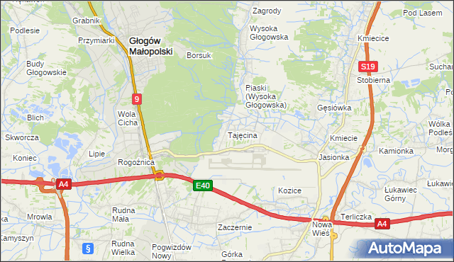 mapa Tajęcina, Tajęcina na mapie Targeo