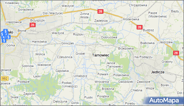 mapa Tarnowiec powiat jasielski, Tarnowiec powiat jasielski na mapie Targeo