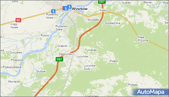 mapa Tumanek, Tumanek na mapie Targeo