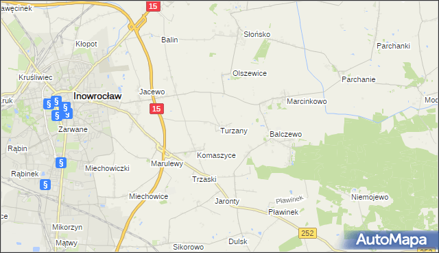 mapa Turzany gmina Inowrocław, Turzany gmina Inowrocław na mapie Targeo