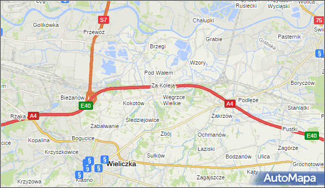 mapa Węgrzce Wielkie, Węgrzce Wielkie na mapie Targeo