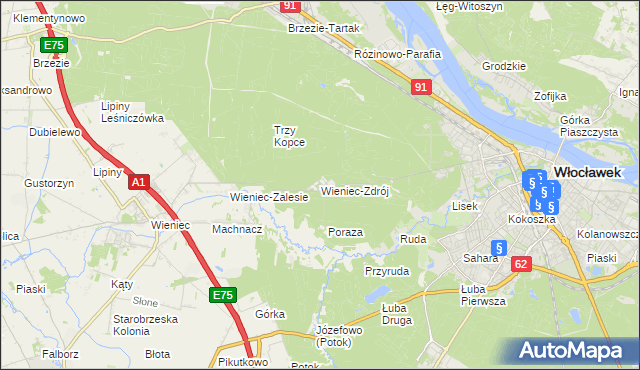 mapa Wieniec-Zdrój, Wieniec-Zdrój na mapie Targeo