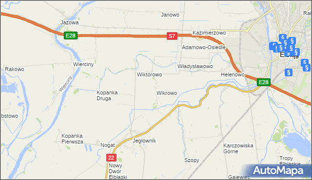 mapa Wikrowo gmina Gronowo Elbląskie, Wikrowo gmina Gronowo Elbląskie na mapie Targeo