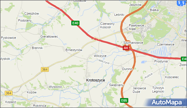 mapa Wilczyce gmina Krotoszyce, Wilczyce gmina Krotoszyce na mapie Targeo