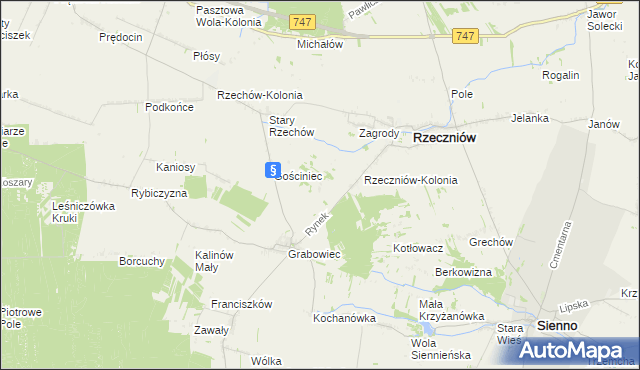 mapa Wincentów gmina Rzeczniów, Wincentów gmina Rzeczniów na mapie Targeo