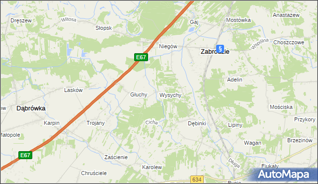 mapa Wysychy, Wysychy na mapie Targeo