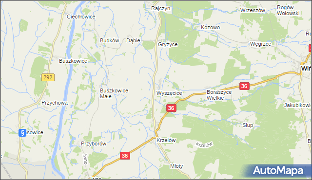 mapa Wyszęcice, Wyszęcice na mapie Targeo