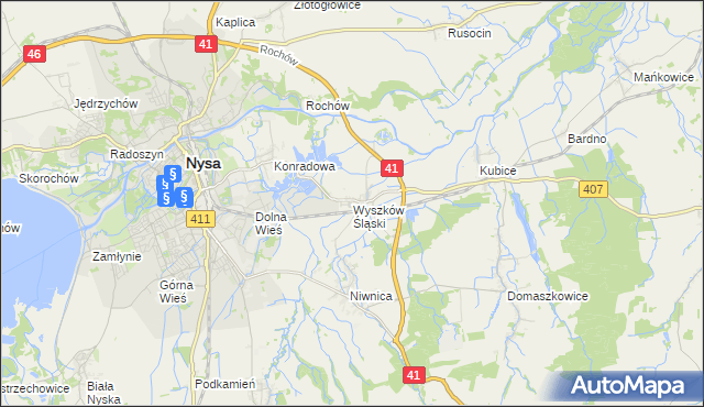 mapa Wyszków Śląski, Wyszków Śląski na mapie Targeo