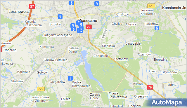 mapa Żabieniec gmina Piaseczno, Żabieniec gmina Piaseczno na mapie Targeo