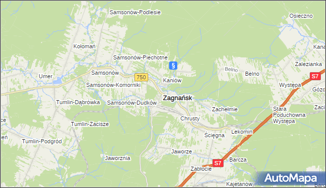 mapa Zagnańsk, Zagnańsk na mapie Targeo