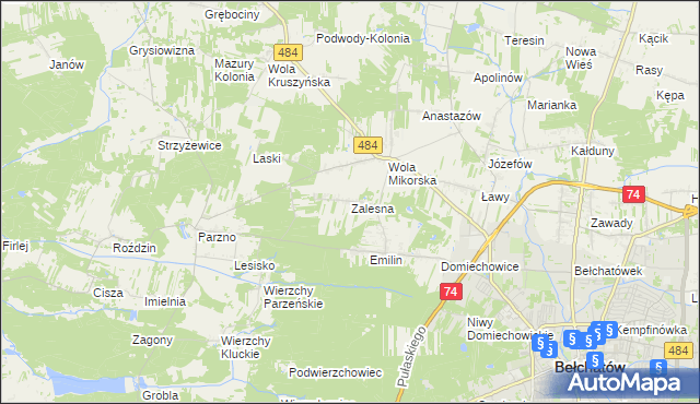 mapa Zalesna, Zalesna na mapie Targeo