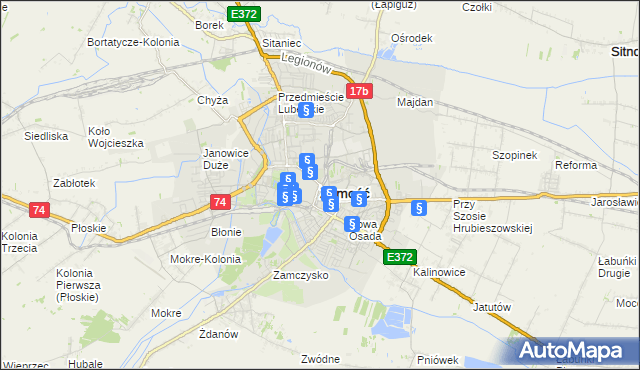 mapa Zamościa, Zamość na mapie Targeo