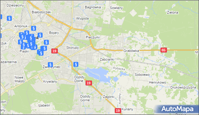 mapa Zaścianki gmina Supraśl, Zaścianki gmina Supraśl na mapie Targeo