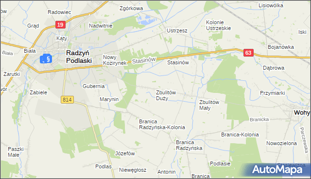 mapa Zbulitów Duży, Zbulitów Duży na mapie Targeo