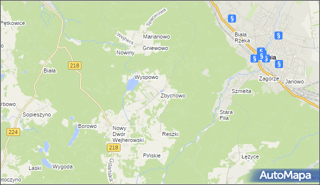 mapa Zbychowo, Zbychowo na mapie Targeo