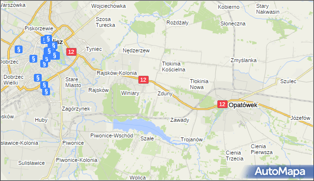 mapa Zduny gmina Opatówek, Zduny gmina Opatówek na mapie Targeo