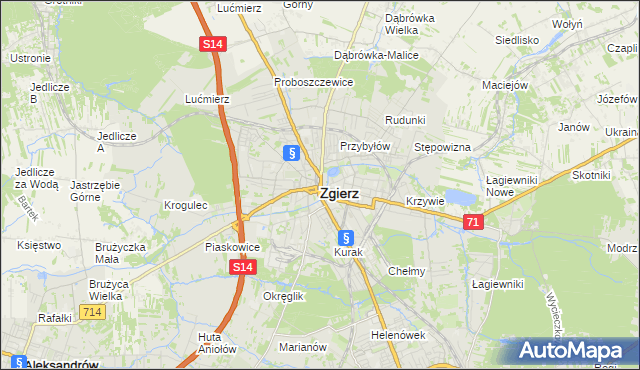 mapa Zgierz, Zgierz na mapie Targeo
