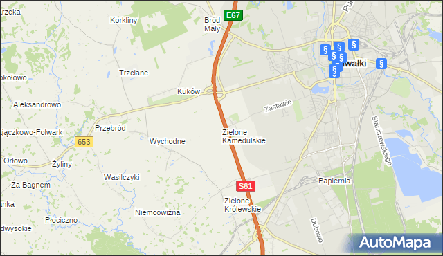 mapa Zielone Kamedulskie, Zielone Kamedulskie na mapie Targeo