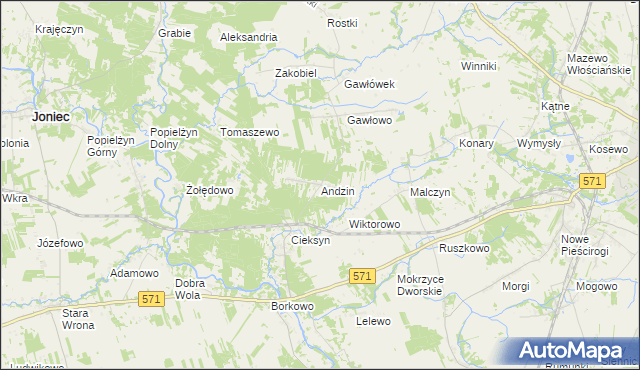 mapa Andzin, Andzin na mapie Targeo