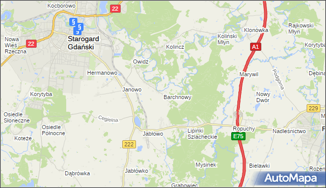 mapa Barchnowy, Barchnowy na mapie Targeo