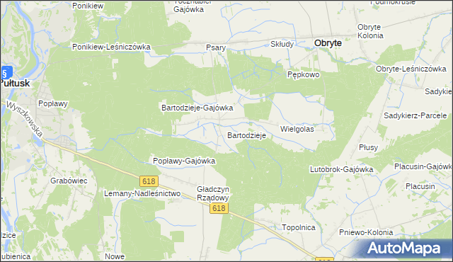 mapa Bartodzieje gmina Obryte, Bartodzieje gmina Obryte na mapie Targeo