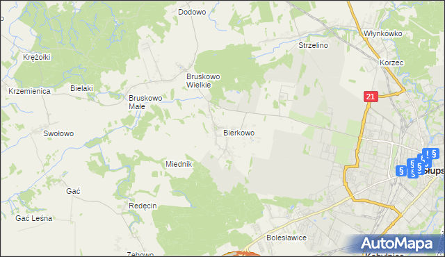 mapa Bierkowo, Bierkowo na mapie Targeo
