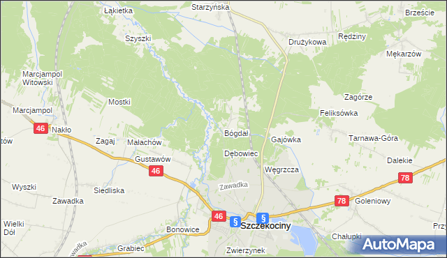 mapa Bógdał, Bógdał na mapie Targeo