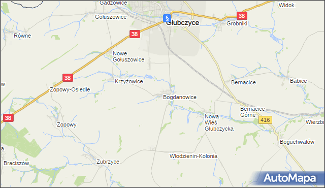 mapa Bogdanowice, Bogdanowice na mapie Targeo