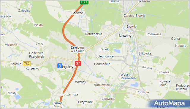 mapa Bolechowice gmina Sitkówka-Nowiny, Bolechowice gmina Sitkówka-Nowiny na mapie Targeo