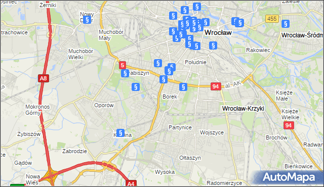 mapa Borek gmina Wrocław, Borek gmina Wrocław na mapie Targeo
