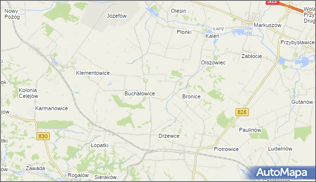 mapa Bronice-Kolonia, Bronice-Kolonia na mapie Targeo