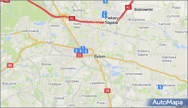 mapa Bytomia, Bytom na mapie Targeo