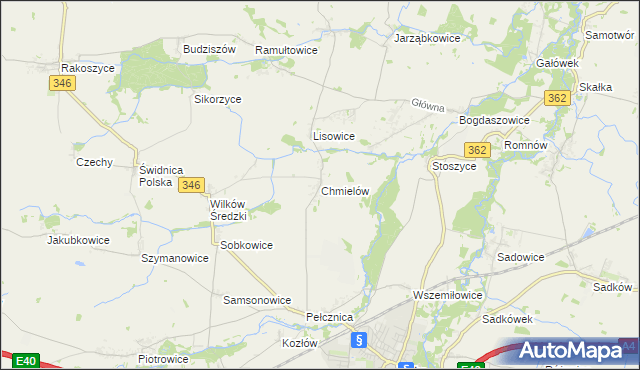 mapa Chmielów gmina Kostomłoty, Chmielów gmina Kostomłoty na mapie Targeo