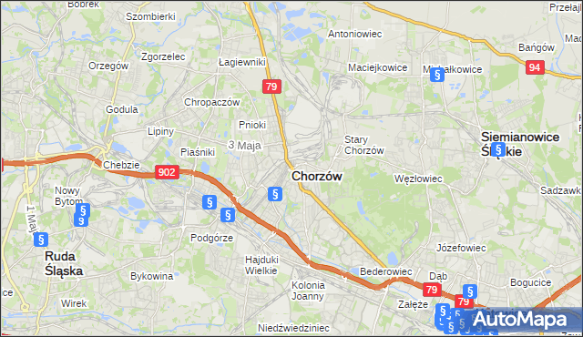 mapa Chorzów, Chorzów na mapie Targeo