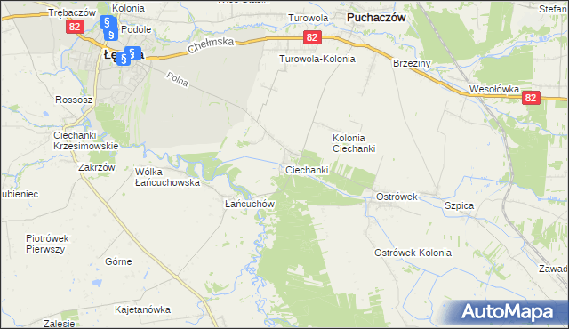 mapa Ciechanki, Ciechanki na mapie Targeo