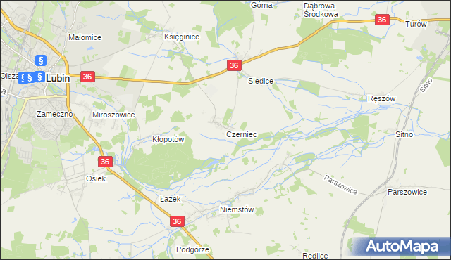 mapa Czerniec gmina Lubin, Czerniec gmina Lubin na mapie Targeo