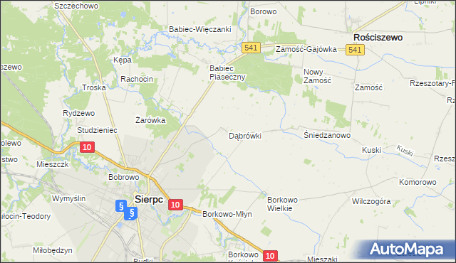 mapa Dąbrówki gmina Sierpc, Dąbrówki gmina Sierpc na mapie Targeo