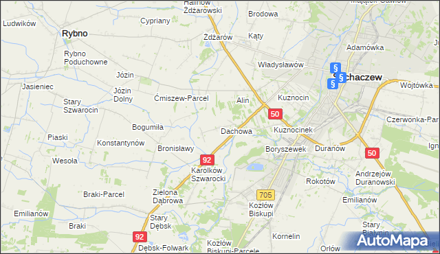 mapa Dachowa gmina Sochaczew, Dachowa gmina Sochaczew na mapie Targeo