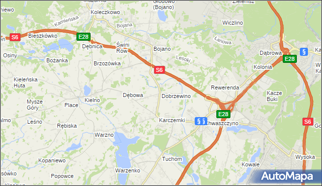 mapa Dobrzewino, Dobrzewino na mapie Targeo