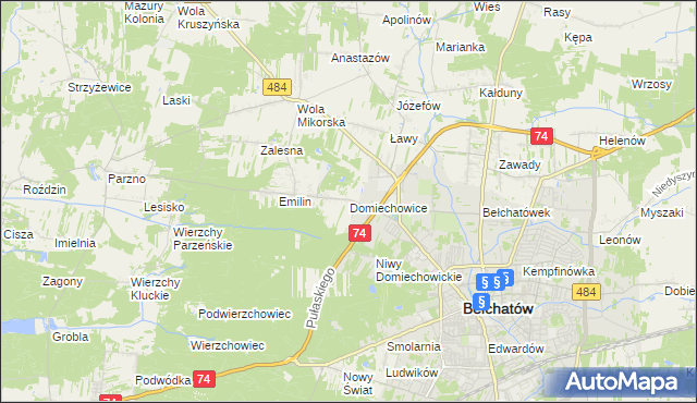 mapa Domiechowice, Domiechowice na mapie Targeo