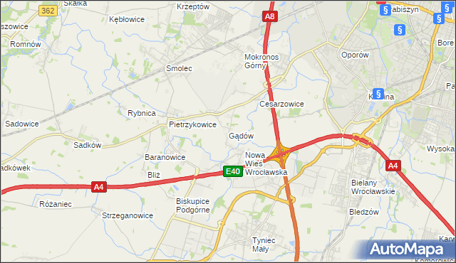 mapa Gądów, Gądów na mapie Targeo