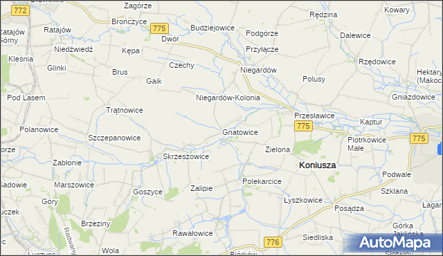 mapa Gnatowice, Gnatowice na mapie Targeo