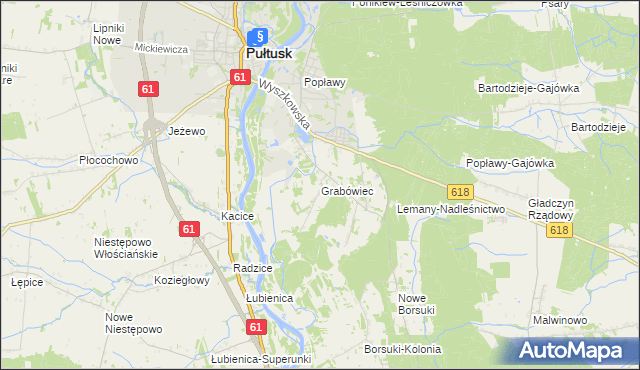mapa Grabówiec gmina Pułtusk, Grabówiec gmina Pułtusk na mapie Targeo