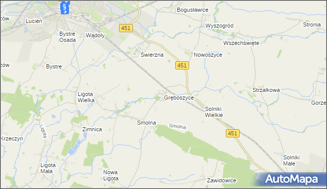 mapa Gręboszyce, Gręboszyce na mapie Targeo